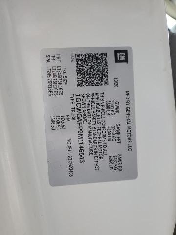 1GCWGAFP9M1146543 - 2021 CHEVROLET EXPRESS G2 Ақ фото 12