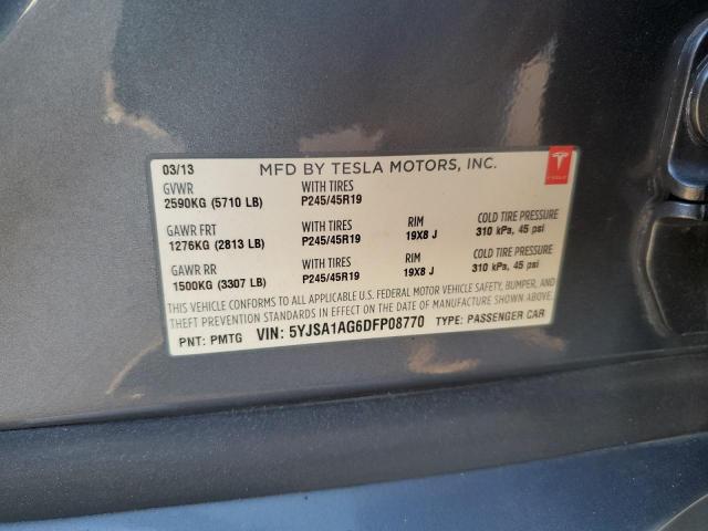 5YJSA1AG6DFP08770 - 2013 TESLA MODEL S GRAY photo 12
