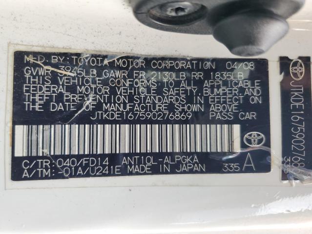 JTKDE167590276869 - 2009 TOYOTA SCION TC Білий фото 13