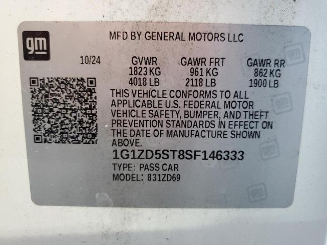 1G1ZD5ST8SF146333 - 2025 CHEVROLET MALIBU LT WHITE photo 12