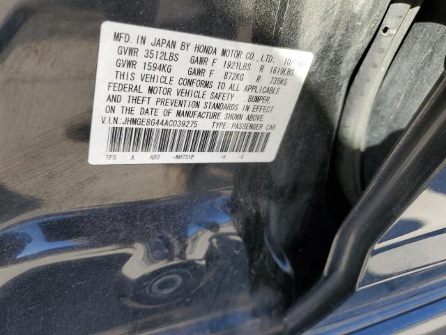 JHMGE8G44AC039275 - 2010 HONDA FIT SPORT BLACK photo 13