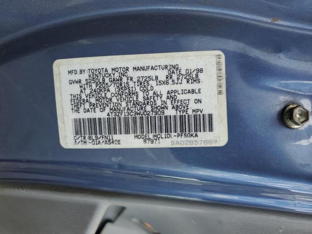 4T3ZF13C3WU027909 - 1998 TOYOTA SIENNA LE BLUE photo 13