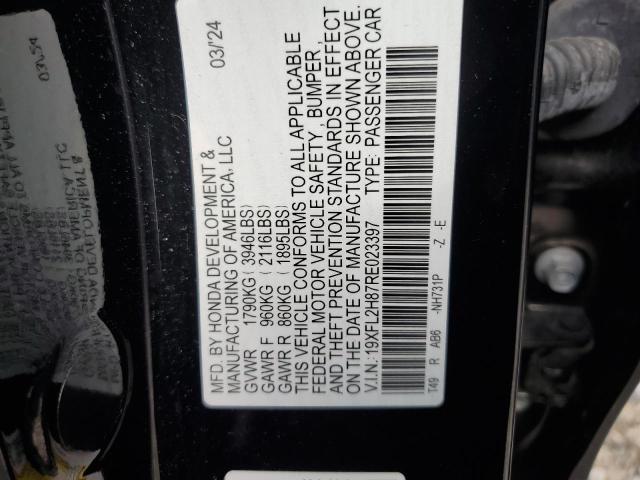 19XFL2H87RE023397 - 2024 HONDA CIVIC SPORT BLACK photo 12