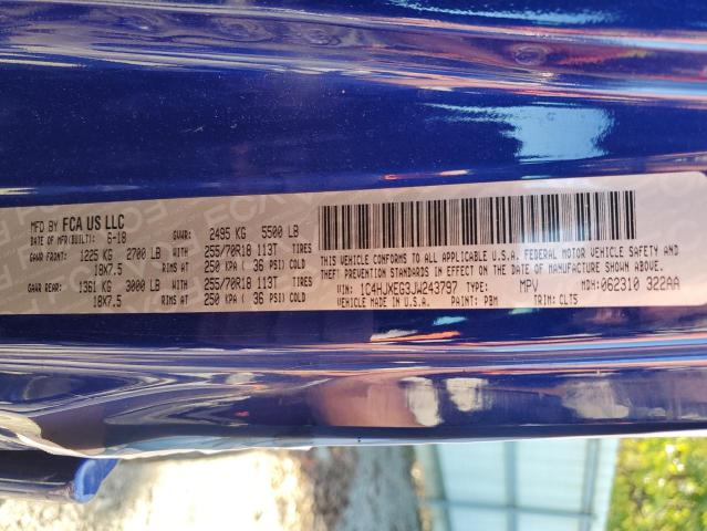 1C4HJXEG3JW243797 - 2018 JEEP WRANGLER U SAHARA Կապույտ լուսանկար 14