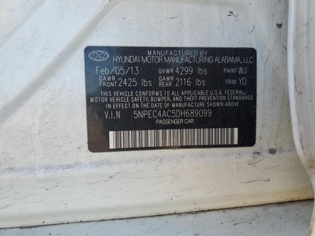 5NPEC4AC5DH689099 - 2013 HYUNDAI SONATA SE WHITE photo 13