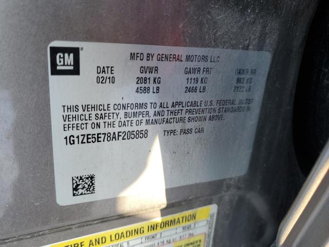 1G1ZE5E78AF205858 - 2010 CHEVROLET MALIBU LTZ ნაცრისფერი ფოტო 13