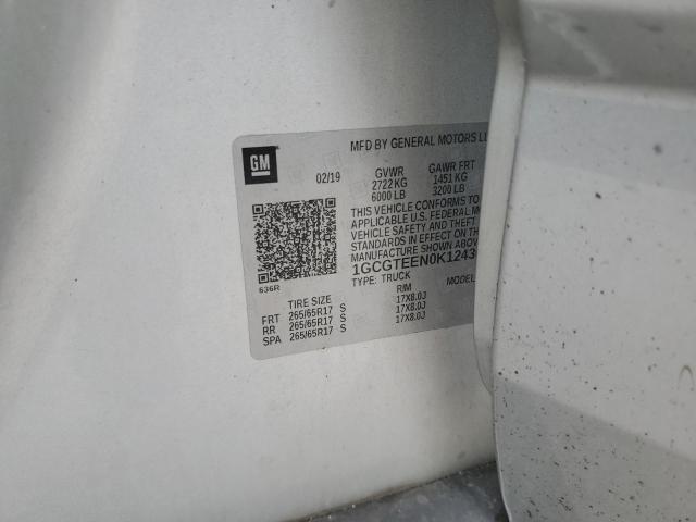 1GCGTEEN0K1243697 - 2019 CHEVROLET COLORADO ZR2 SILVER photo 12