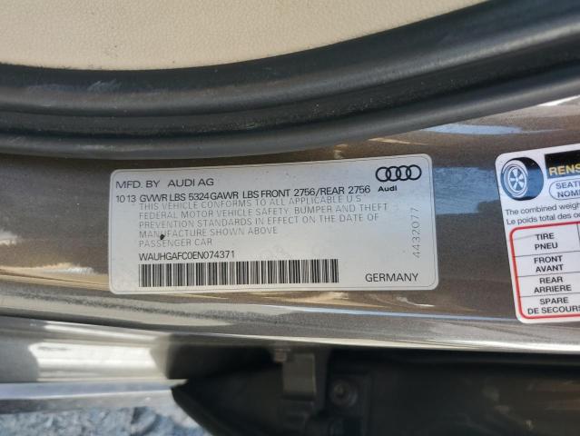WAUHGAFC0EN074371 - 2014 AUDI A6 PRESTIGE Մոխրագույն լուսանկար 12
