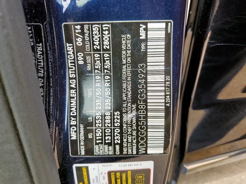 WDCGG5HB8FG354923 - 2015 MERCEDES-BENZ GLK 350 ლურჯი ფოტო 13