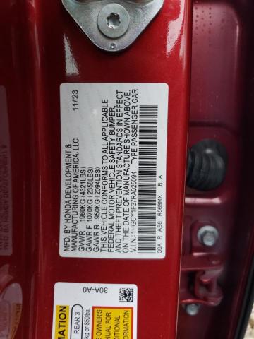 1HGCY1F37RA025094 - 2024 HONDA ACCORD EX RED photo 12