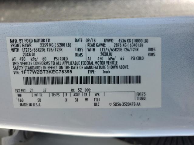 1FT7W2BT3KEC78395 - 2019 FORD F250 SUPER DUTY Weiß Foto 10