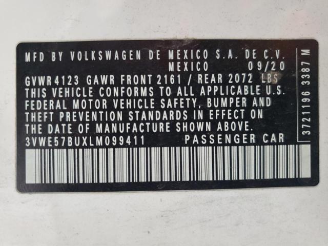 3VWE57BUXLM099411 - 2020 VOLKSWAGEN JETTA SEL Ağ foto 12