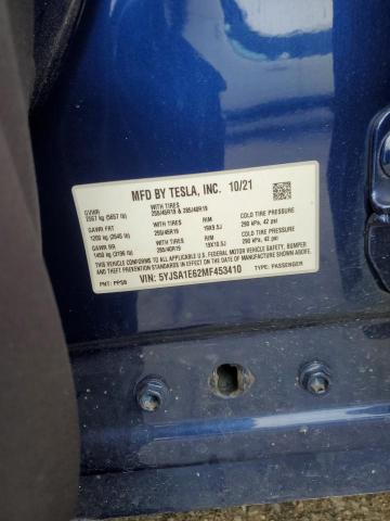 5YJSA1E62MF453410 - 2021 TESLA MODEL S ლურჯი ფოტო 13