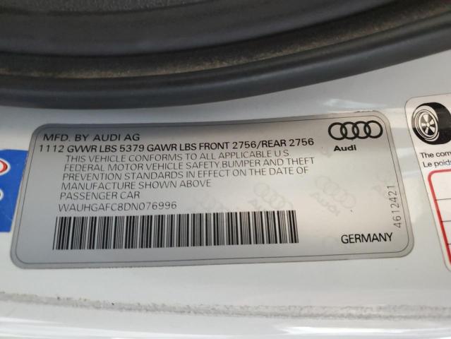 WAUHGAFC8DN076996 - 2013 AUDI A6 PRESTIGE Білий фото 12