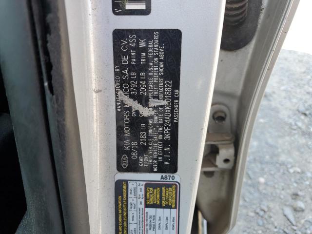 3KPF24ADXKE018822 - 2019 KIA FORTE FE فضي صورة 12