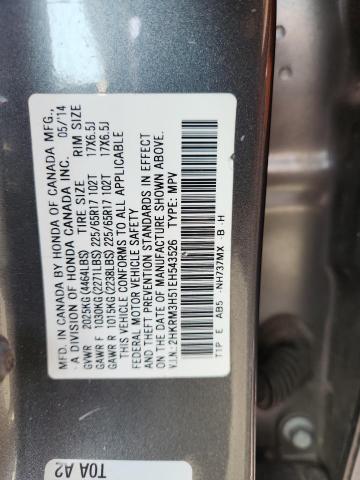 2HKRM3H51EH543526 - 2014 HONDA CR-V EX Сұр фото 12