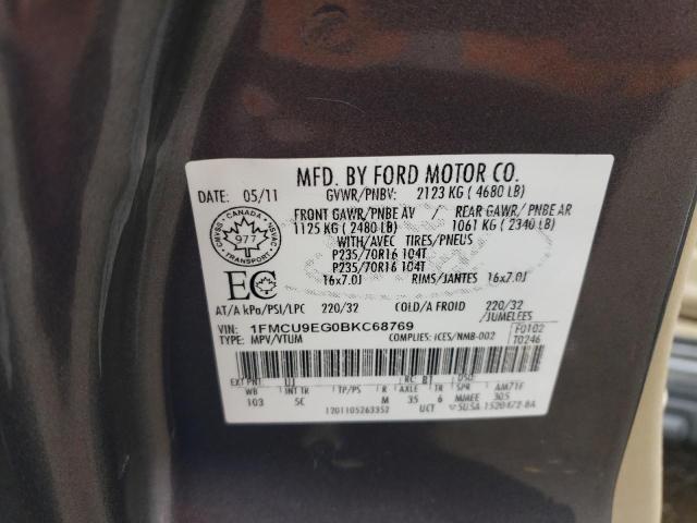 1FMCU9EG0BKC68769 - 2011 FORD ESCAPE LIMITED GRAY photo 13