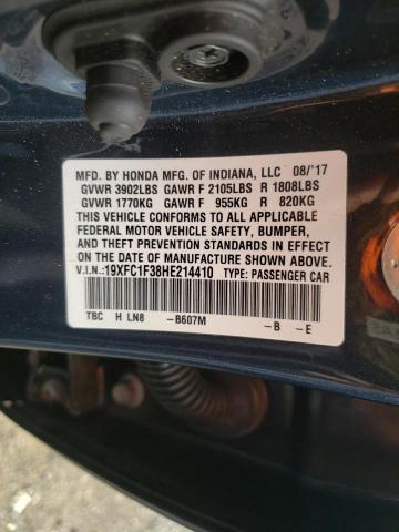 19XFC1F38HE214410 - 2017 HONDA CIVIC EX Mavi foto 12