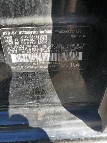 ML32F3FJ2KHF06044 - 2019 MITSUBISHI MIRAGE G4 ES Черный фото 12