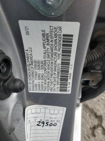 19XFC2F80ME003715 - 2021 HONDA CIVIC SPORT 银色 照片 12
