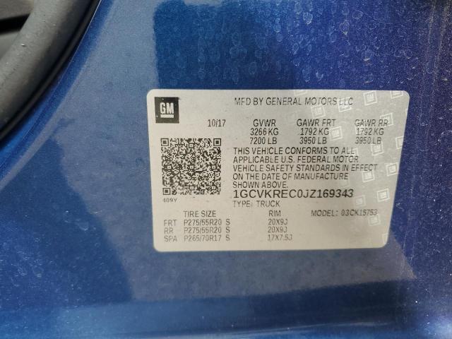 1GCVKREC0JZ169343 - 2018 CHEVROLET SILVERADO K1500 LT BLUE photo 13