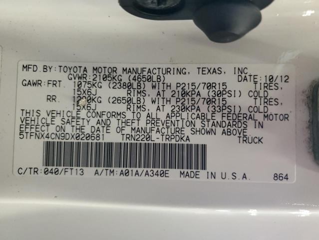 5TFNX4CN9DX020681 - 2013 TOYOTA TACOMA 白色 照片 12