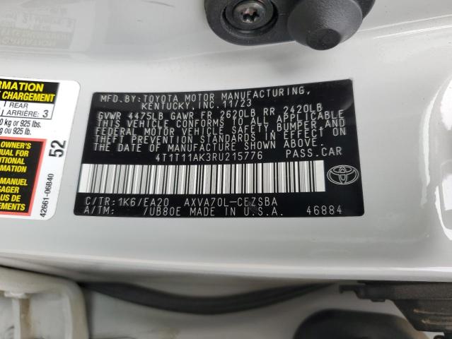 4T1T11AK3RU215776 - 2024 TOYOTA CAMRY SE NIGHT SHADE WHITE photo 12