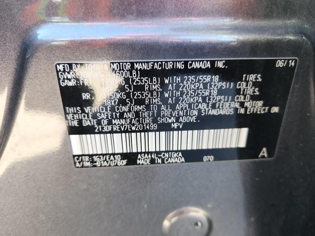 2T3DFREV7EW201499 - 2014 TOYOTA RAV4 LIMITED 灰色 照片 14