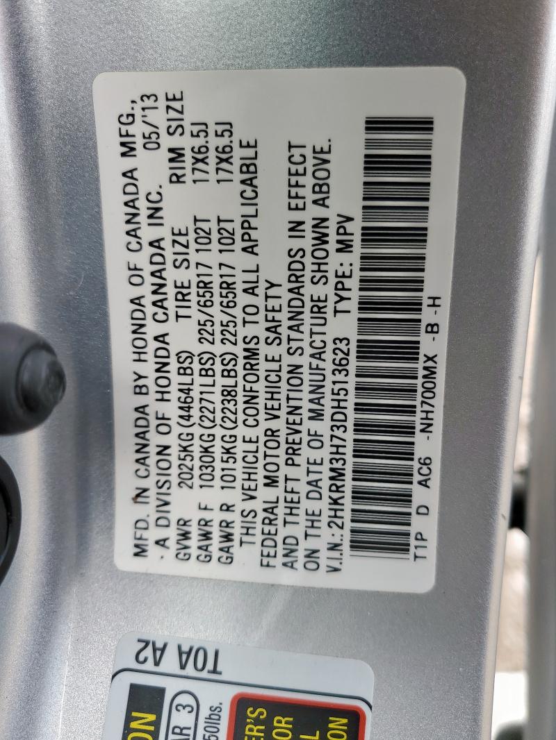 2HKRM3H73DH513623 - 2013 HONDA CR-V EXL SILVER photo 13