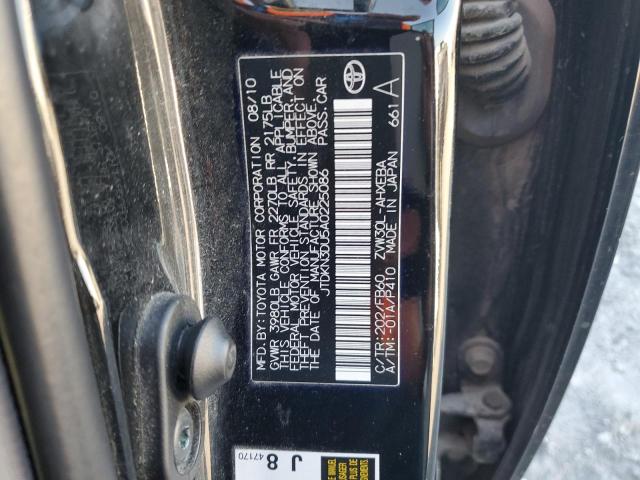 JTDKN3DU5A0225086 - 2010 TOYOTA PRIUS Սև լուսանկար 12