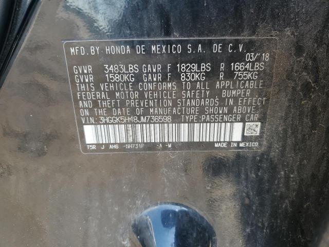 3HGGK5H48JM736598 - 2018 HONDA FIT LX Қара фото 12