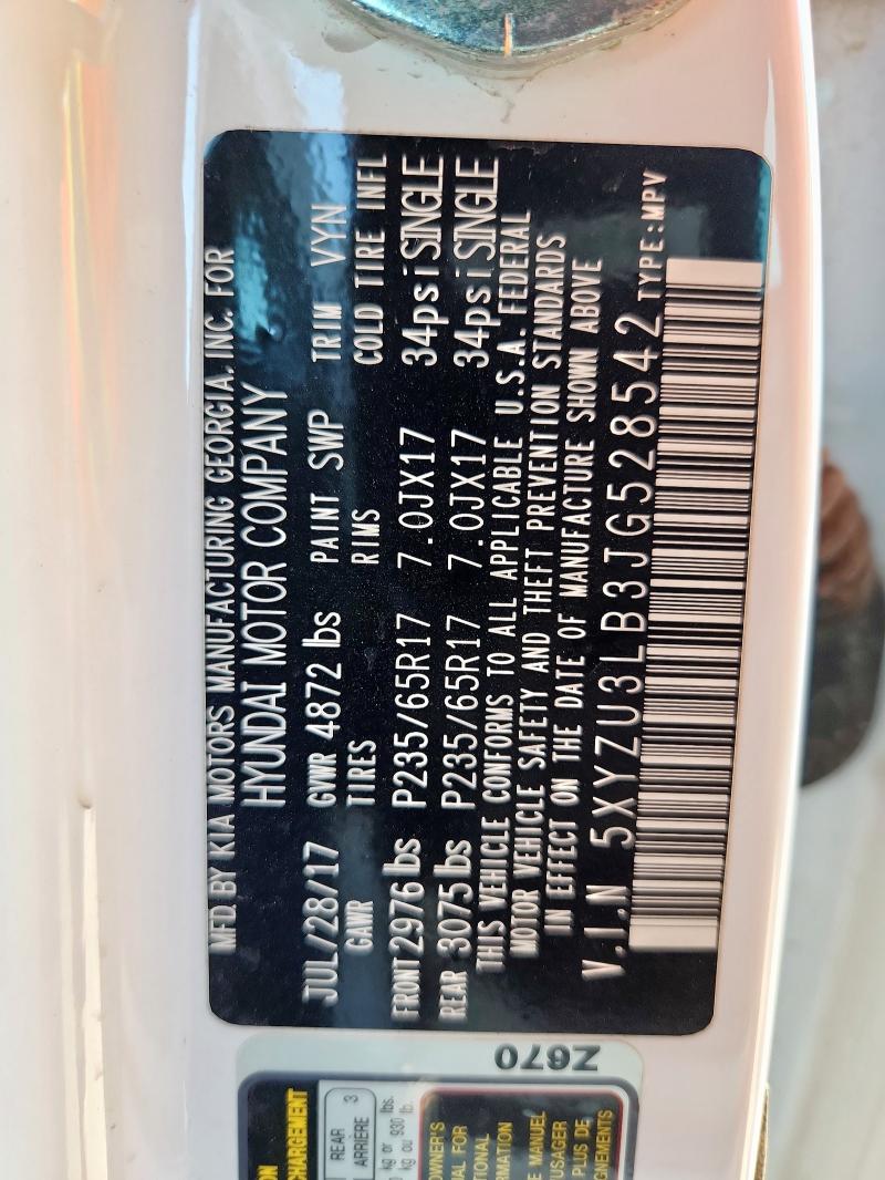 5XYZU3LB3JG528542 - 2018 HYUNDAI SANTA FE S Ақ фото 13