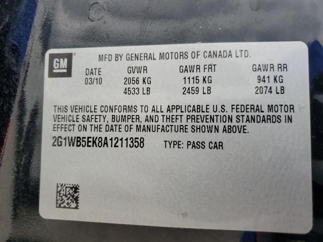 2G1WB5EK8A1211358 - 2010 CHEVROLET IMPALA LT Qara foto 12