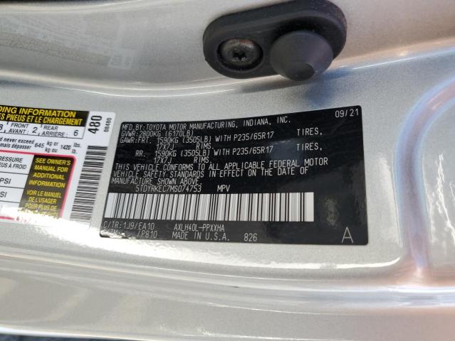 5TDYRKEC7MS074753 - 2021 TOYOTA SIENNA XLE Gümüş foto 12