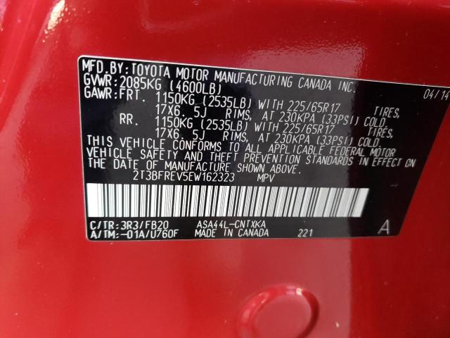 2T3BFREV5EW162323 - 2014 TOYOTA RAV4 LE ბურგუნდია ფოტო 13