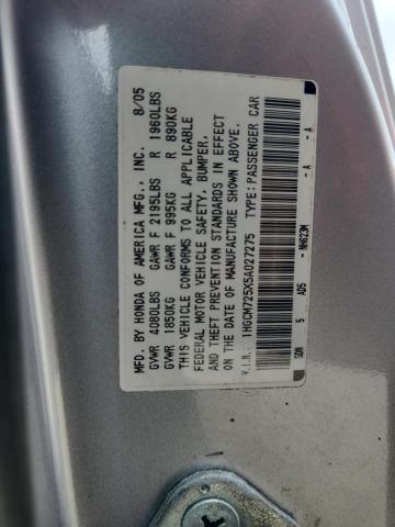 1HGCM725X5A027275 - 2005 HONDA ACCORD LX SILVER photo 12