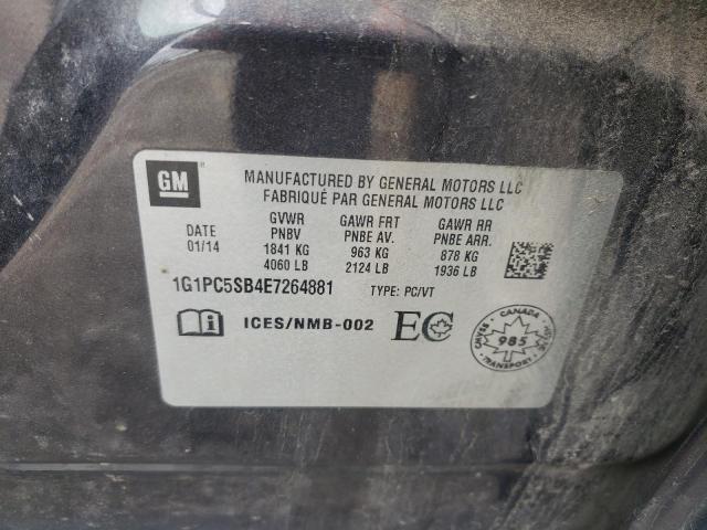 1G1PC5SB4E7264881 - 2014 CHEVROLET CRUZE LT CHARCOAL photo 12
