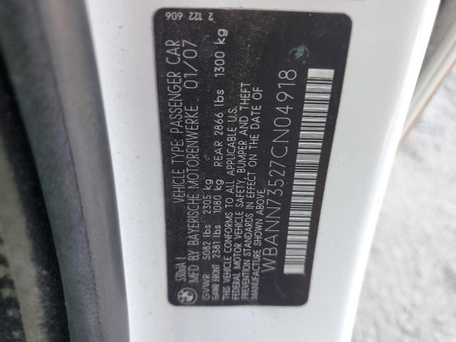 WBANN73527CN04918 - 2007 BMW 530 XIT WHITE photo 12