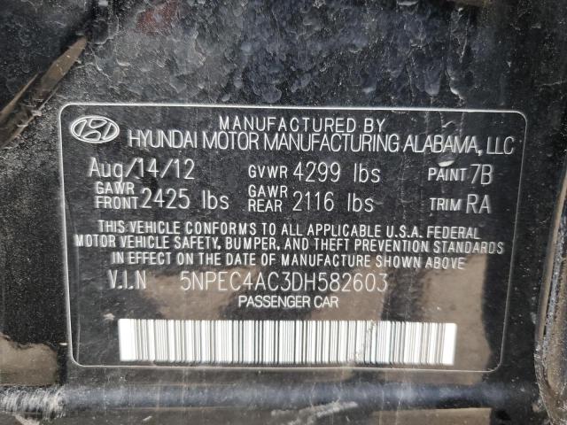 5NPEC4AC3DH582603 - 2013 HYUNDAI SONATA SE BLACK photo 13