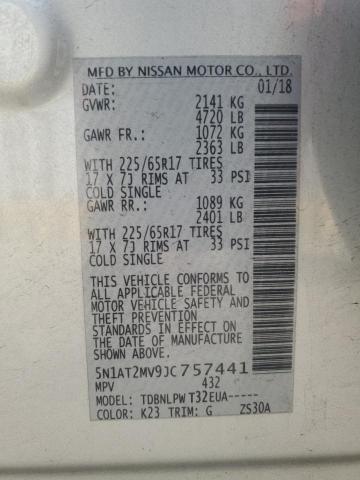 5N1AT2MV9JC757441 - 2018 NISSAN ROGUE S SILVER photo 13