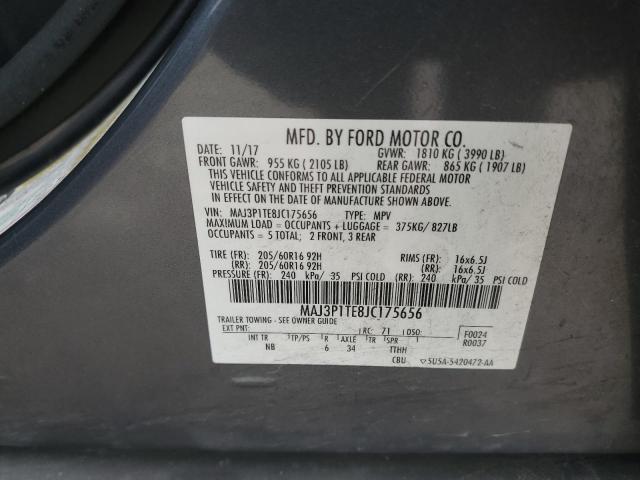 MAJ3P1TE8JC175656 - 2018 FORD ECOSPORT SE ნაცრისფერი ფოტო 13