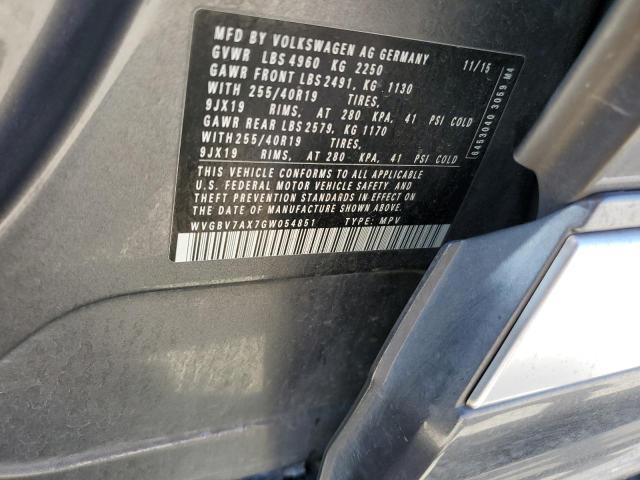 WVGBV7AX7GW054851 - 2016 VOLKSWAGEN TIGUAN S GRAY photo 12