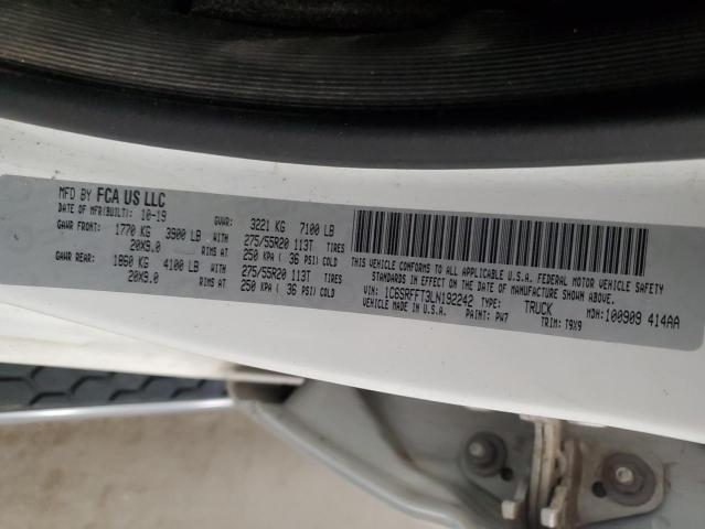 1C6SRFFT3LN192242 - 2020 RAM 1500 BIG HORN/LONE STAR WHITE photo 13