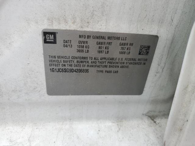 1G1JC6SG9D4206806 - 2013 CHEVROLET SONIC LT 白色 照片 14