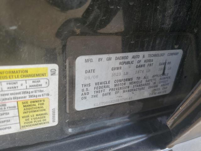 KL1TD56E29B376645 - 2009 CHEVROLET AVEO LS BLACK photo 12