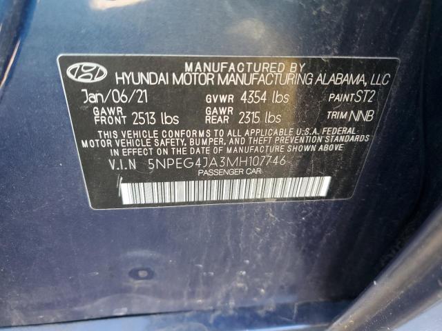 5NPEG4JA3MH107746 - 2021 HYUNDAI SONATA SE BLUE photo 12