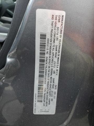 3VW2K7AJ2BM010593 - 2011 VOLKSWAGEN JETTA BASE GRAY photo 12