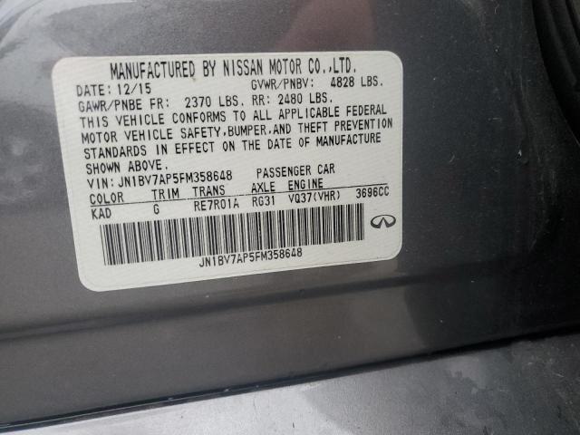 JN1BV7AP5FM358648 - 2015 INFINITI Q50 BASE SILVER photo 12
