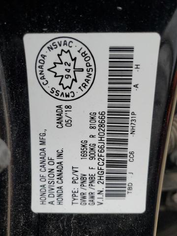 2HGFC2F66JH028666 - 2018 HONDA CIVIC LX Siyah fotoğraf 13