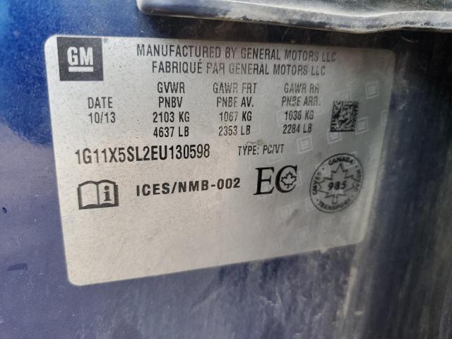 1G11X5SL2EU130598 - 2014 CHEVROLET IMPALA LS BLUE photo 12